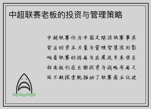 中超联赛老板的投资与管理策略